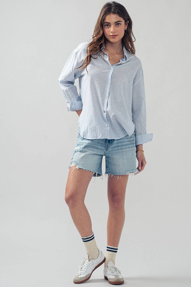 Pinstripe Button Down: Blue