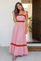 Red Stripe Ruffle Maxi