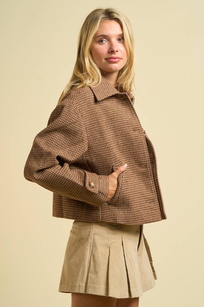 Houndstooth Cropped Jacket