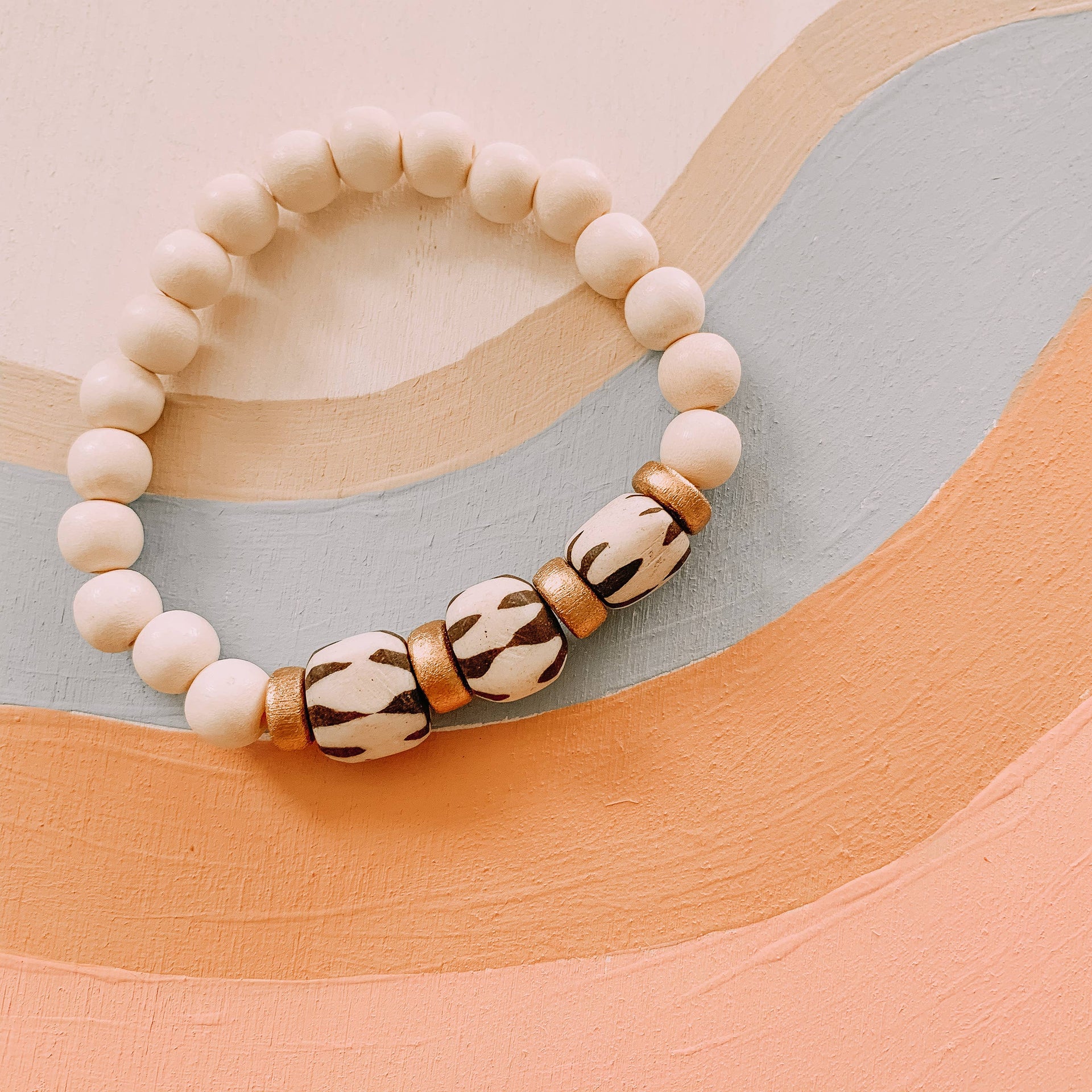 Stripe Bracelet - Wooden Bead