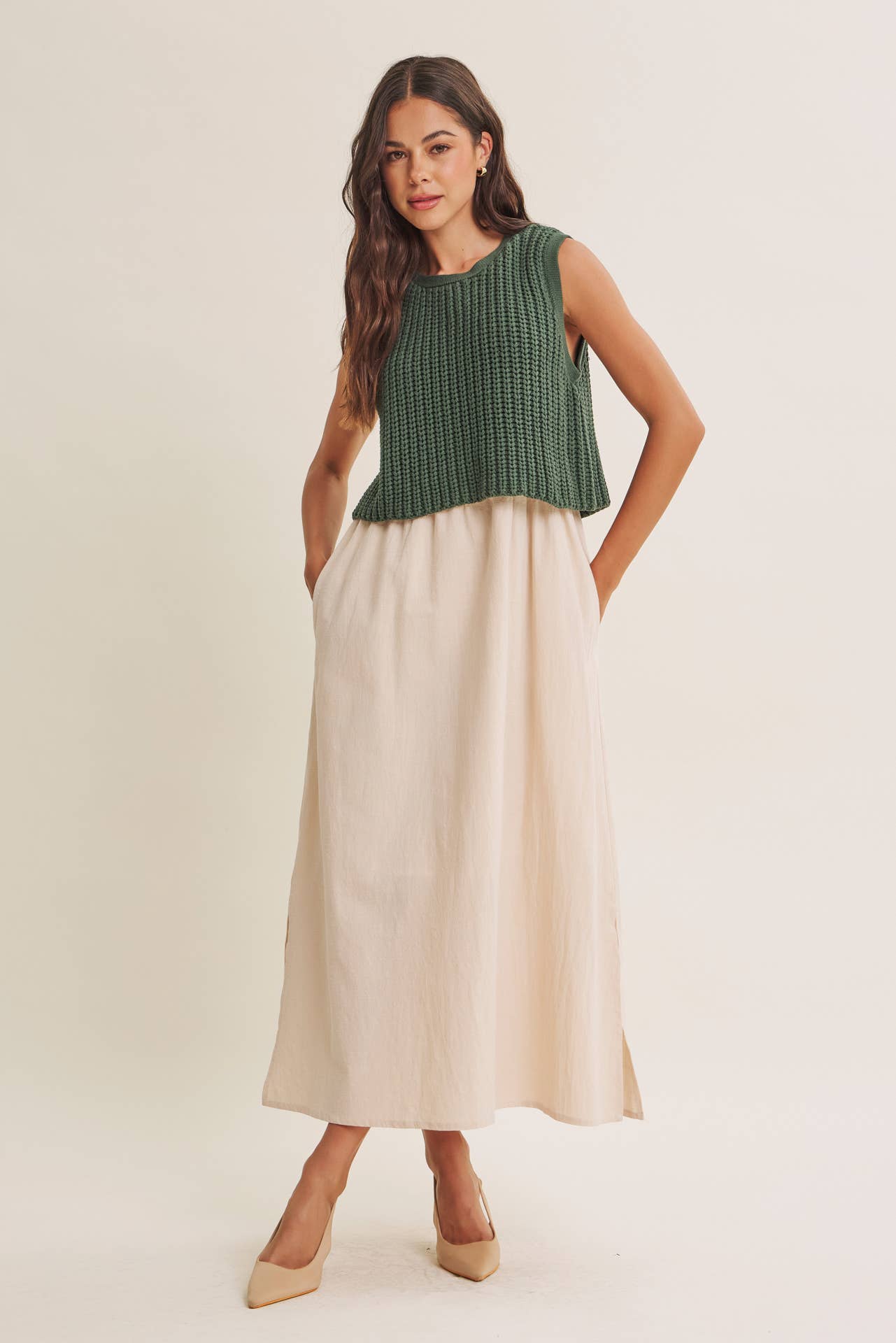 Latte Chunky Sweater Midi
