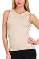 Sandy Ribbed Tank Top: Beige