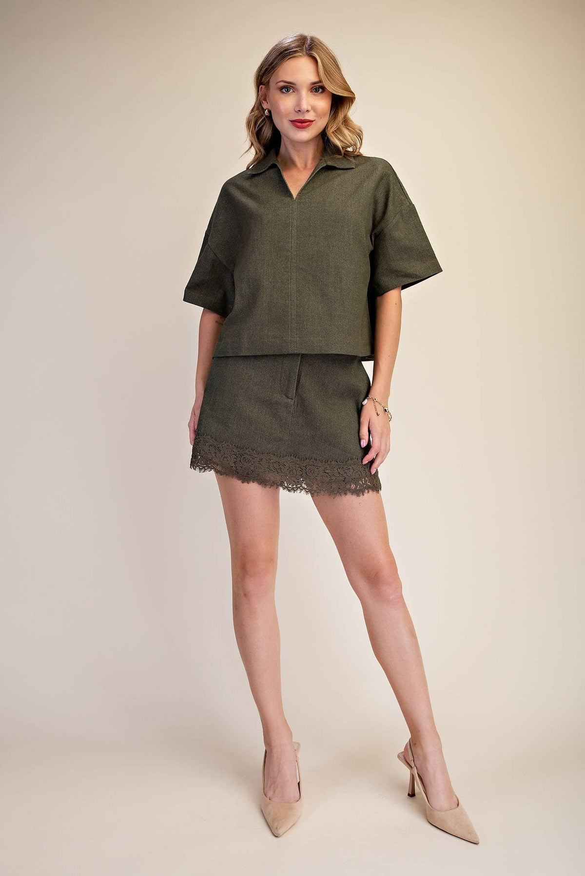 Olive Modern Top