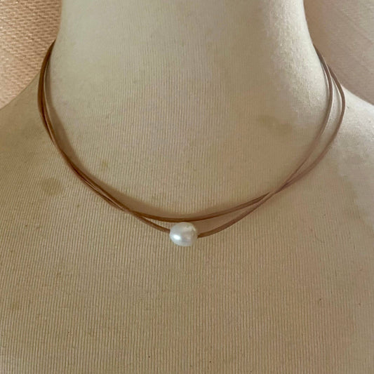 Freshwater Pearl Leather Necklace