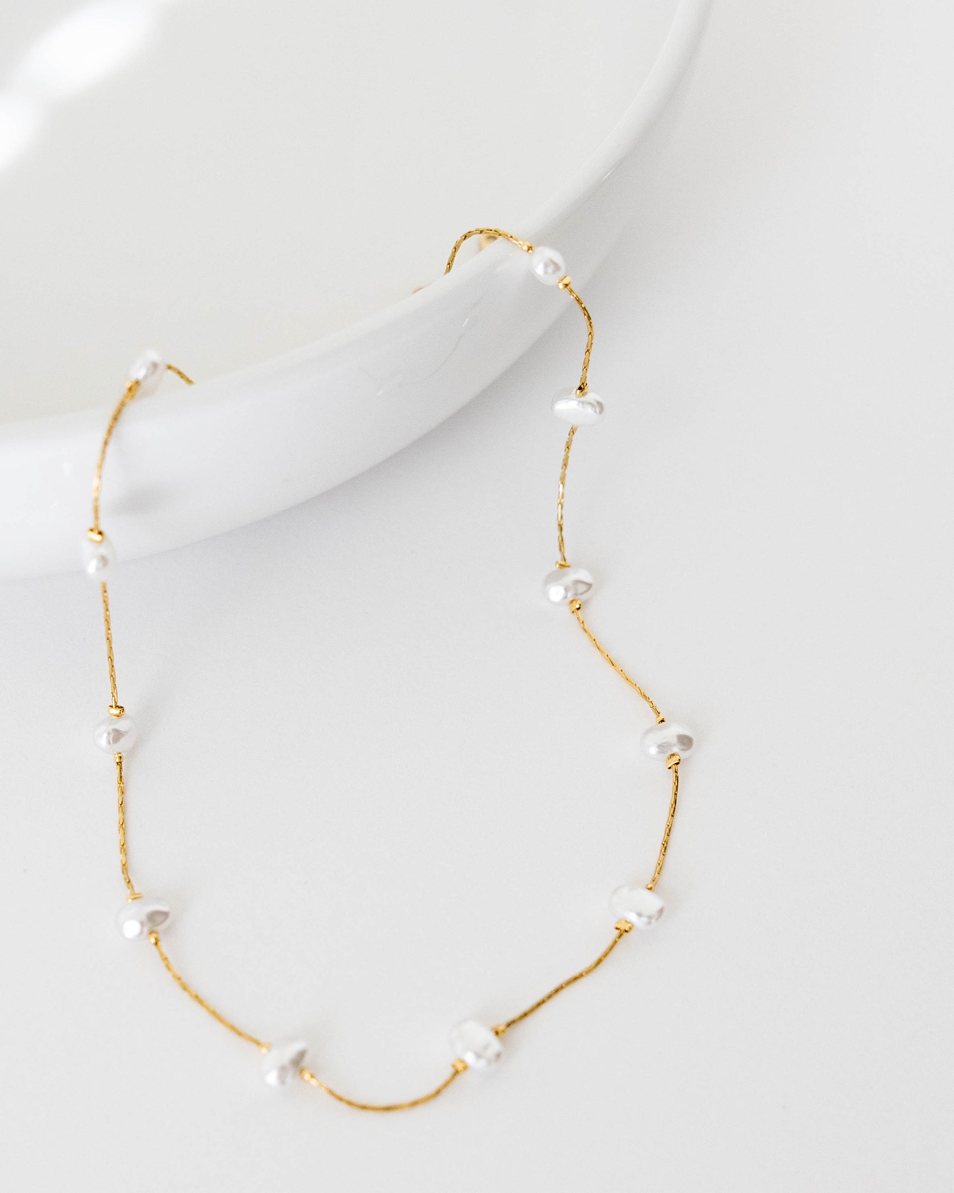 DRIFT Gold Link Pearl Necklace