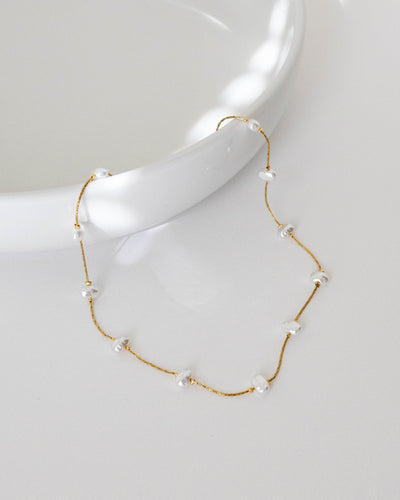 DRIFT Gold Link Pearl Necklace
