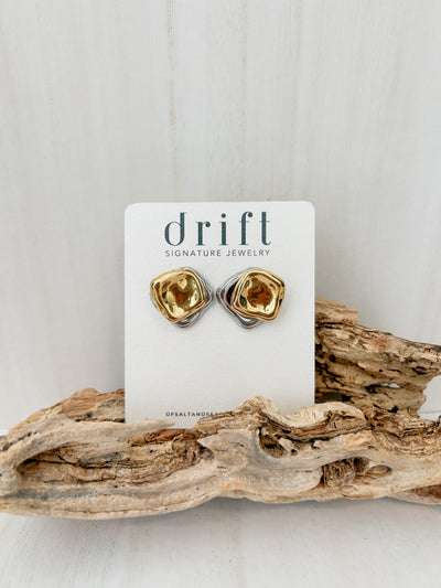 DRIFT Irregular Texture Gold and Silver Earrings