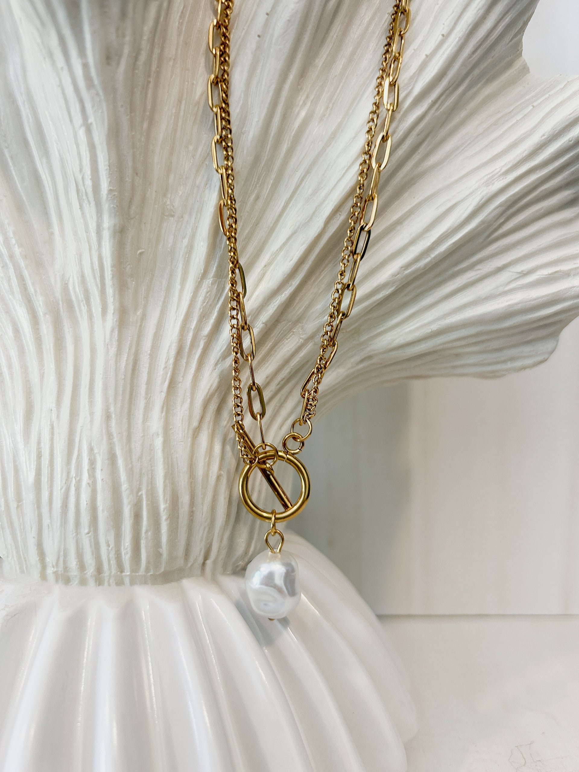 DRIFT Gold Pearl Link Necklace