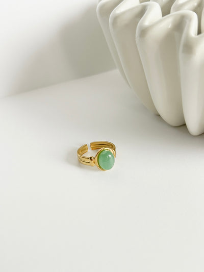 DRIFT Gold Green Stone Ring