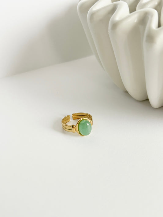 DRIFT Gold Green Stone Ring