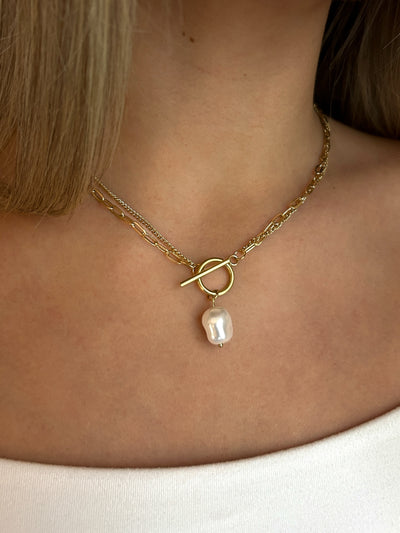 DRIFT Gold Pearl Link Necklace