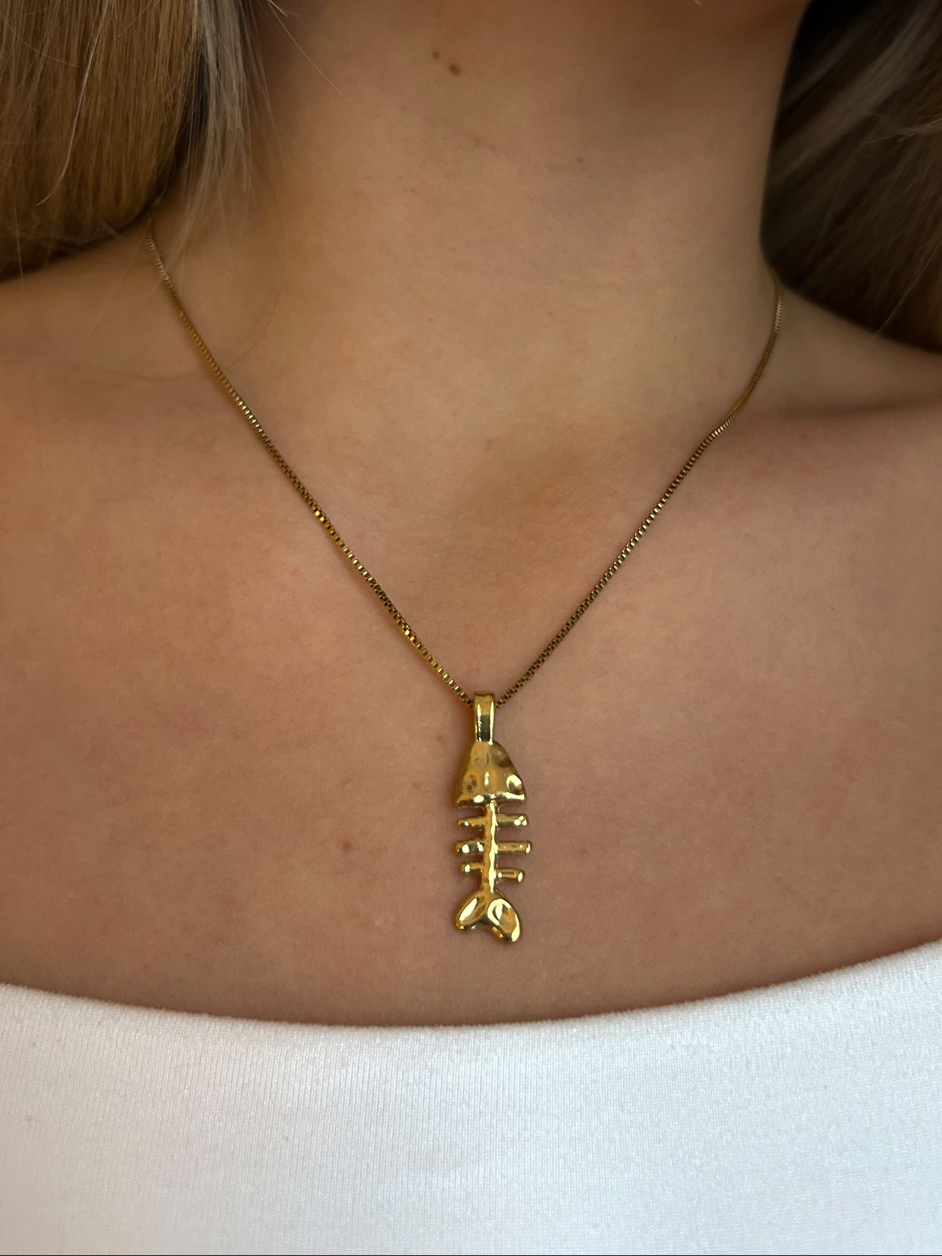 DRIFT Gold Fish Bone Necklace