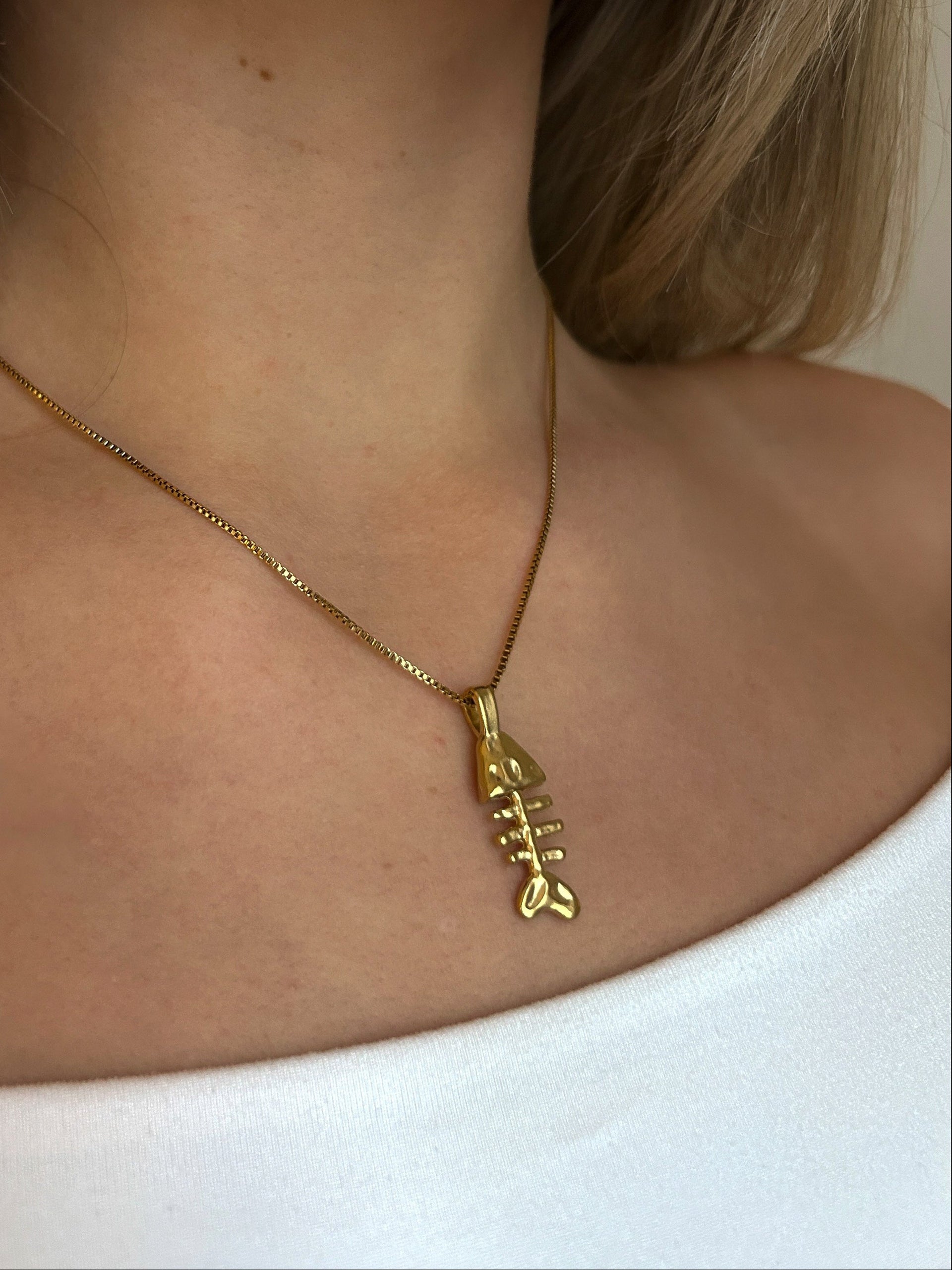 DRIFT Gold Fish Bone Necklace