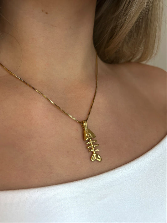 DRIFT Gold Fish Bone Necklace