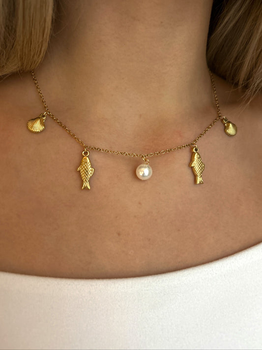 DRIFT Gold Fish Charm Necklace