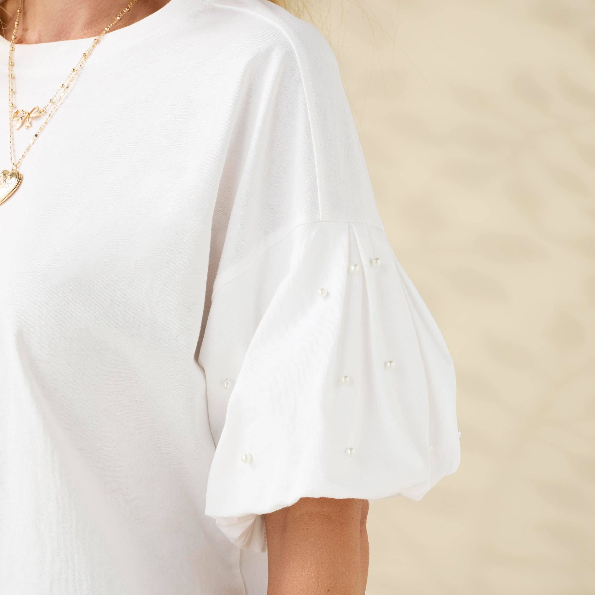 Camille Top with Pearl Puff Sleeve