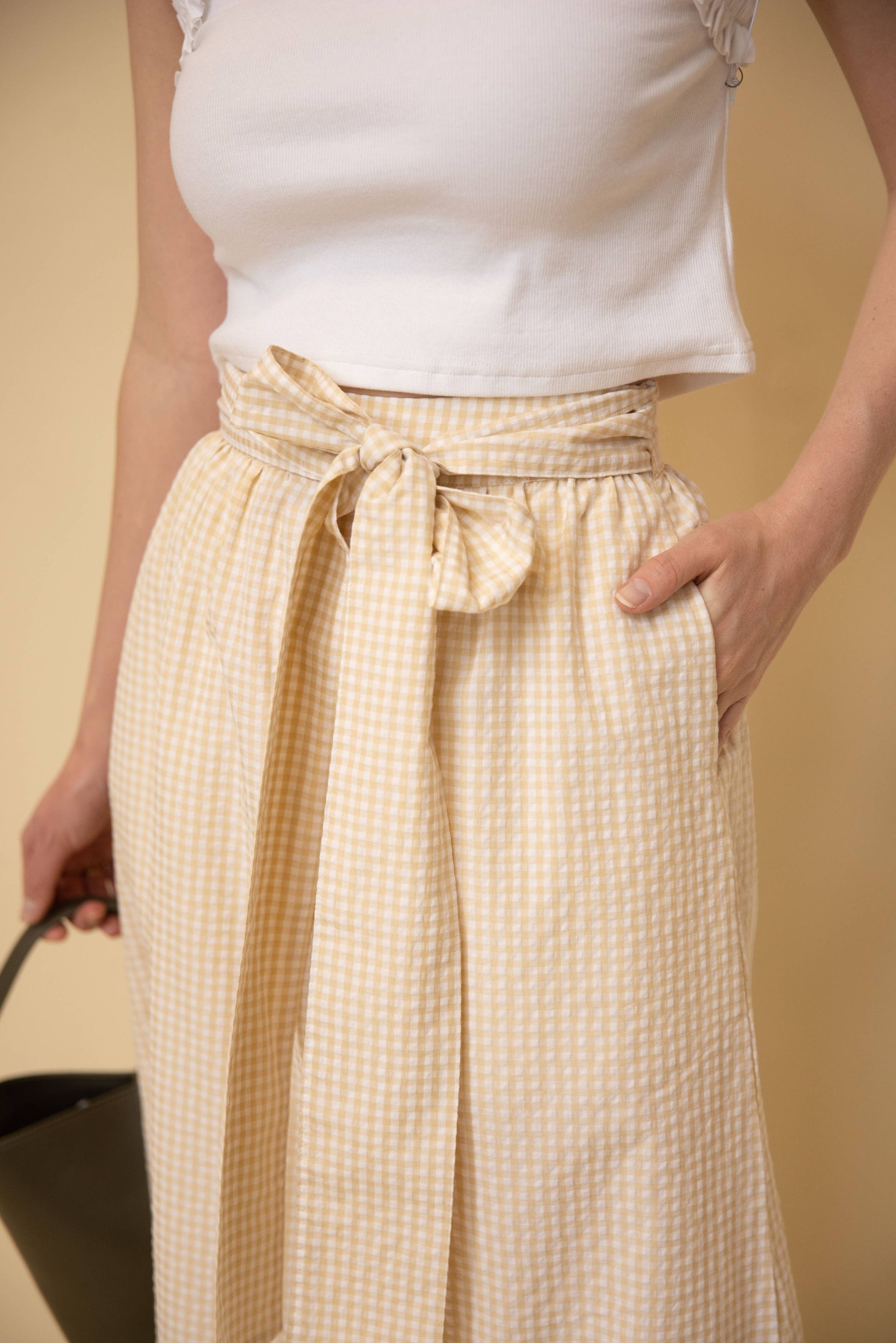 Indie Ribbon Waist Midi Skirt
