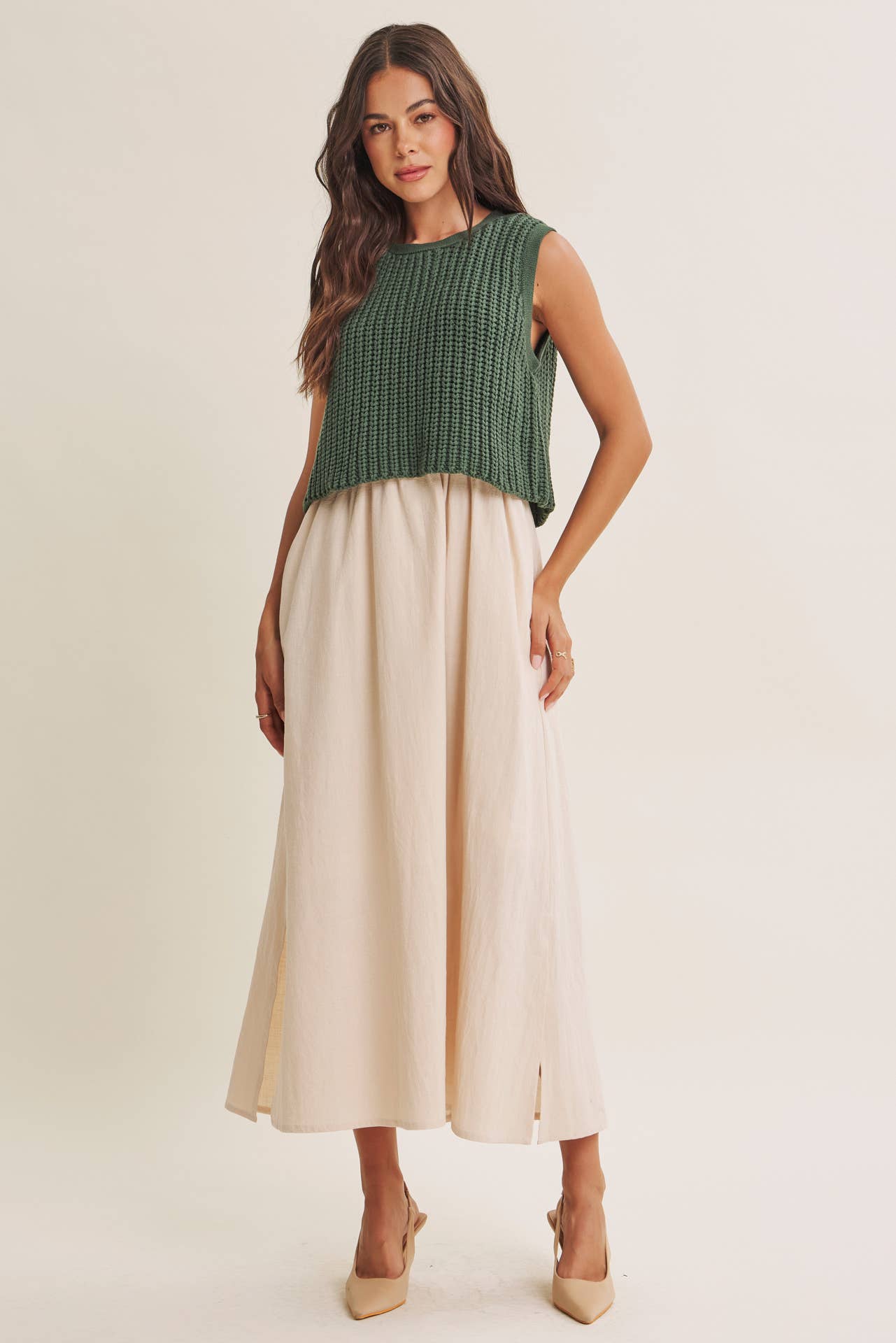 Latte Chunky Sweater Midi