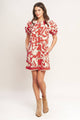 Printed Mini Dress - Red Ivory - Livie Style