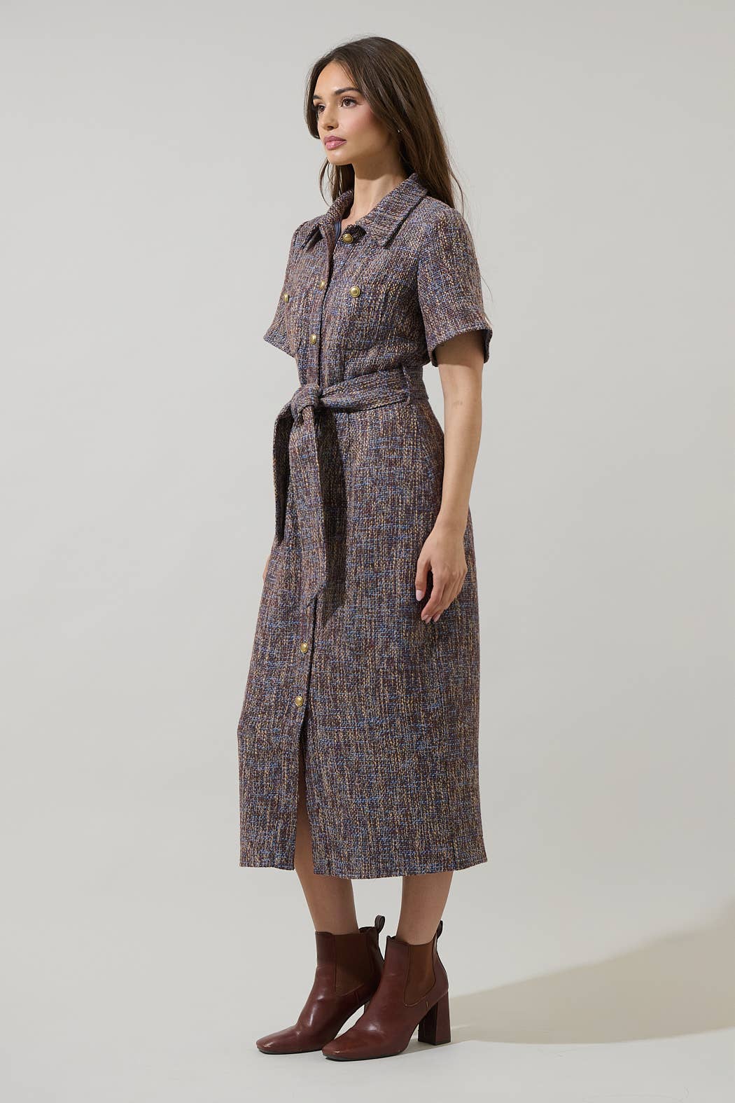 Serah Tweed Button Up Dress