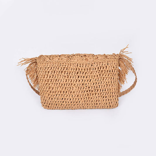 Summer Straw Clutch: Khaki