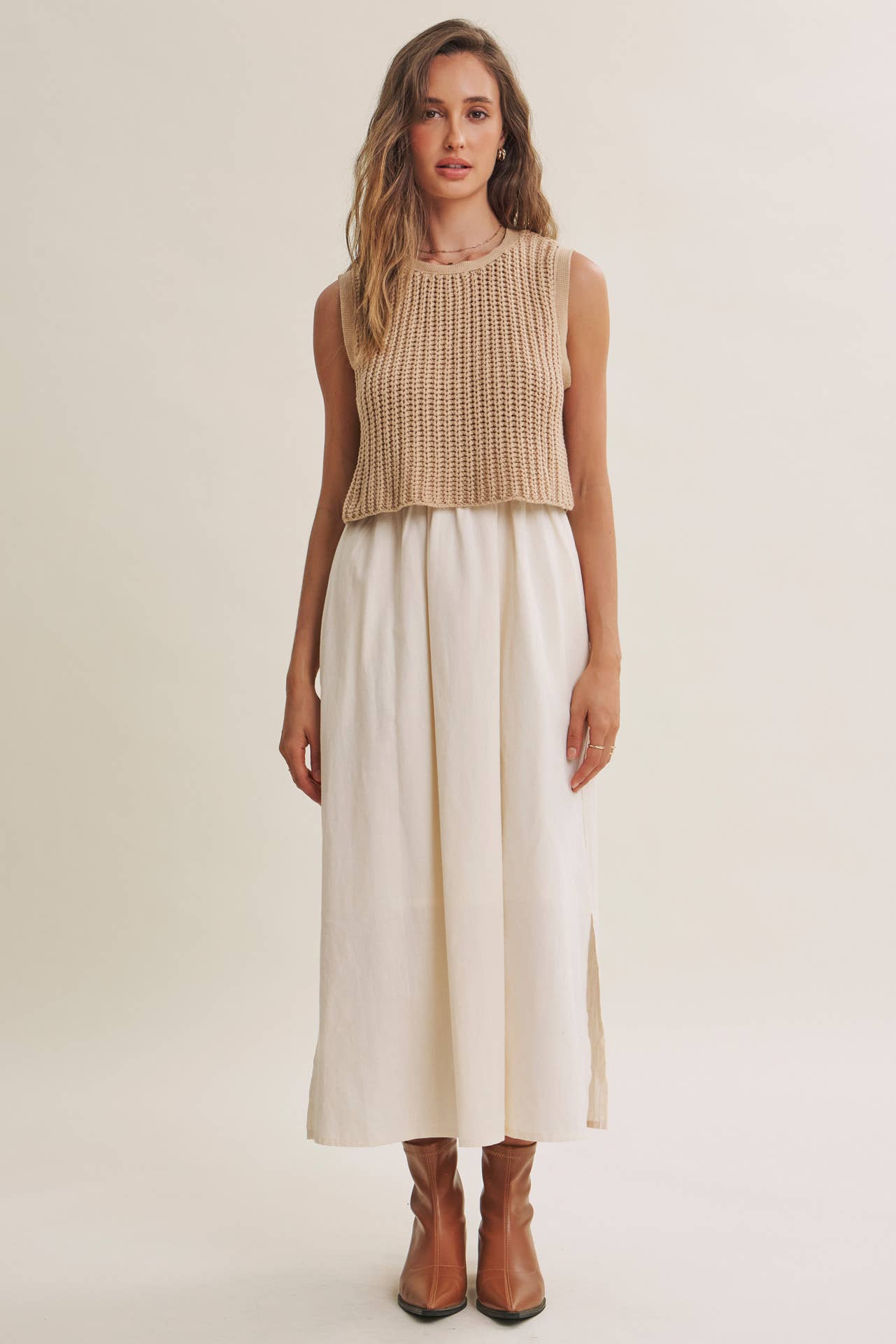 Latte Chunky Sweater Midi