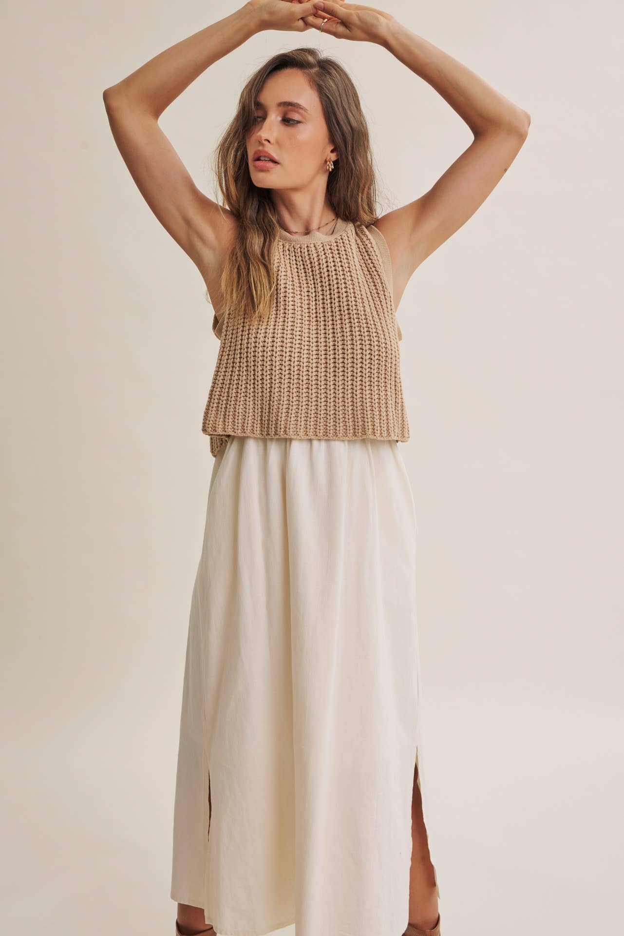 Latte Chunky Sweater Midi