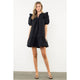 Leah Black Ruffle Shoulder Dress