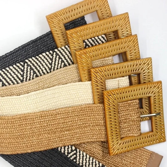 Woven Square Belt- Creme
