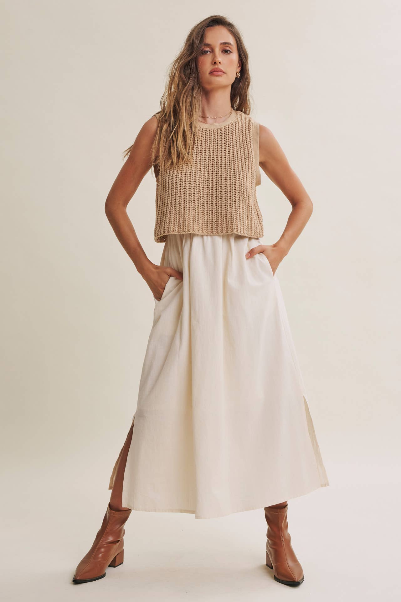 Latte Chunky Sweater Midi