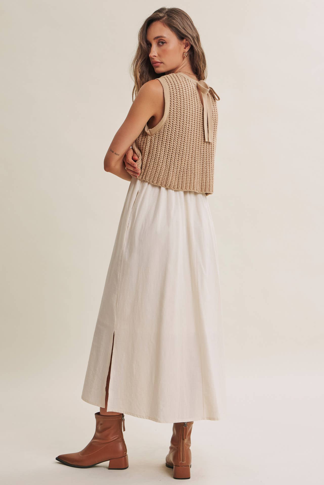 Latte Chunky Sweater Midi