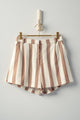 Briar Striped Elastic Waist Linen Shorts: BROWN