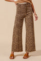 Mid Rise Leopard Frayed Wide Leg