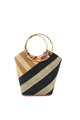 Carmen Wide Stripe Straw Bucket Bag