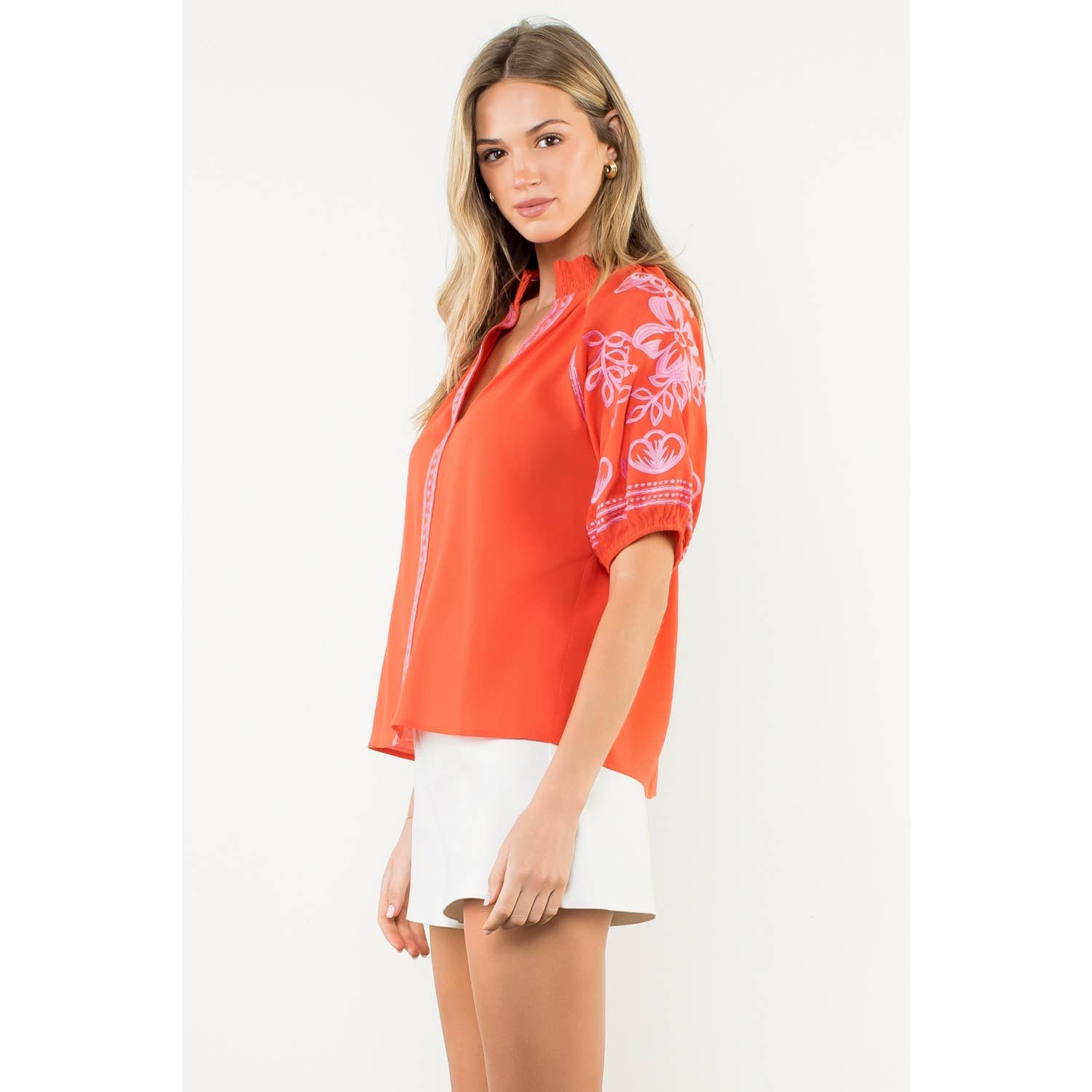 Sadie Embroidered V-Neck Top