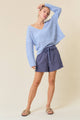 Frayed Gauze Navy Shorts