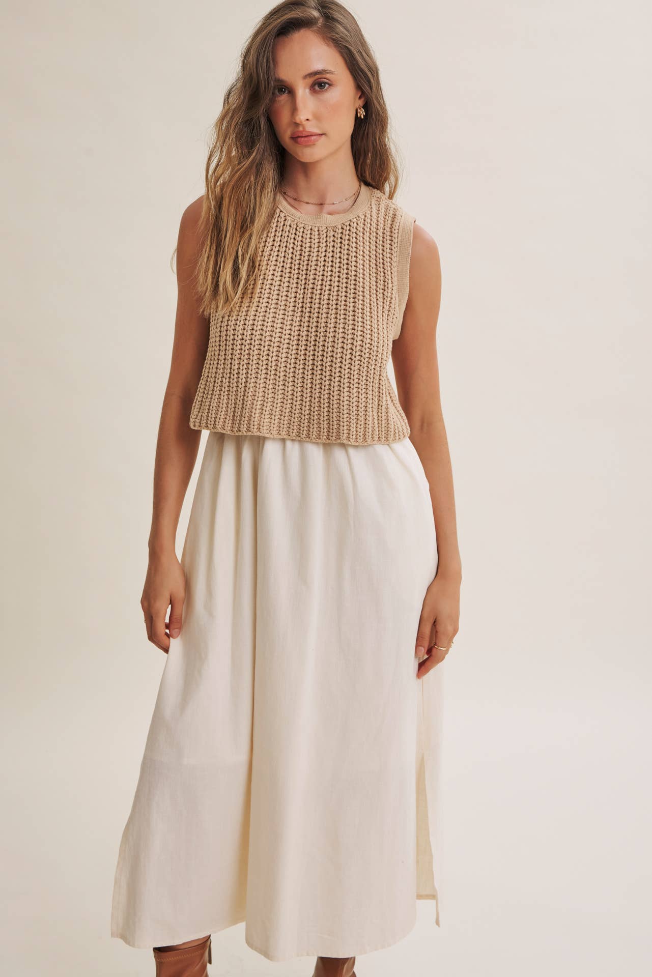 Latte Chunky Sweater Midi