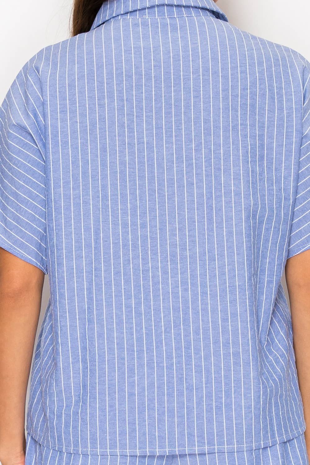 Nautical Stripe Set - Linen-Look Button Down & Shorts