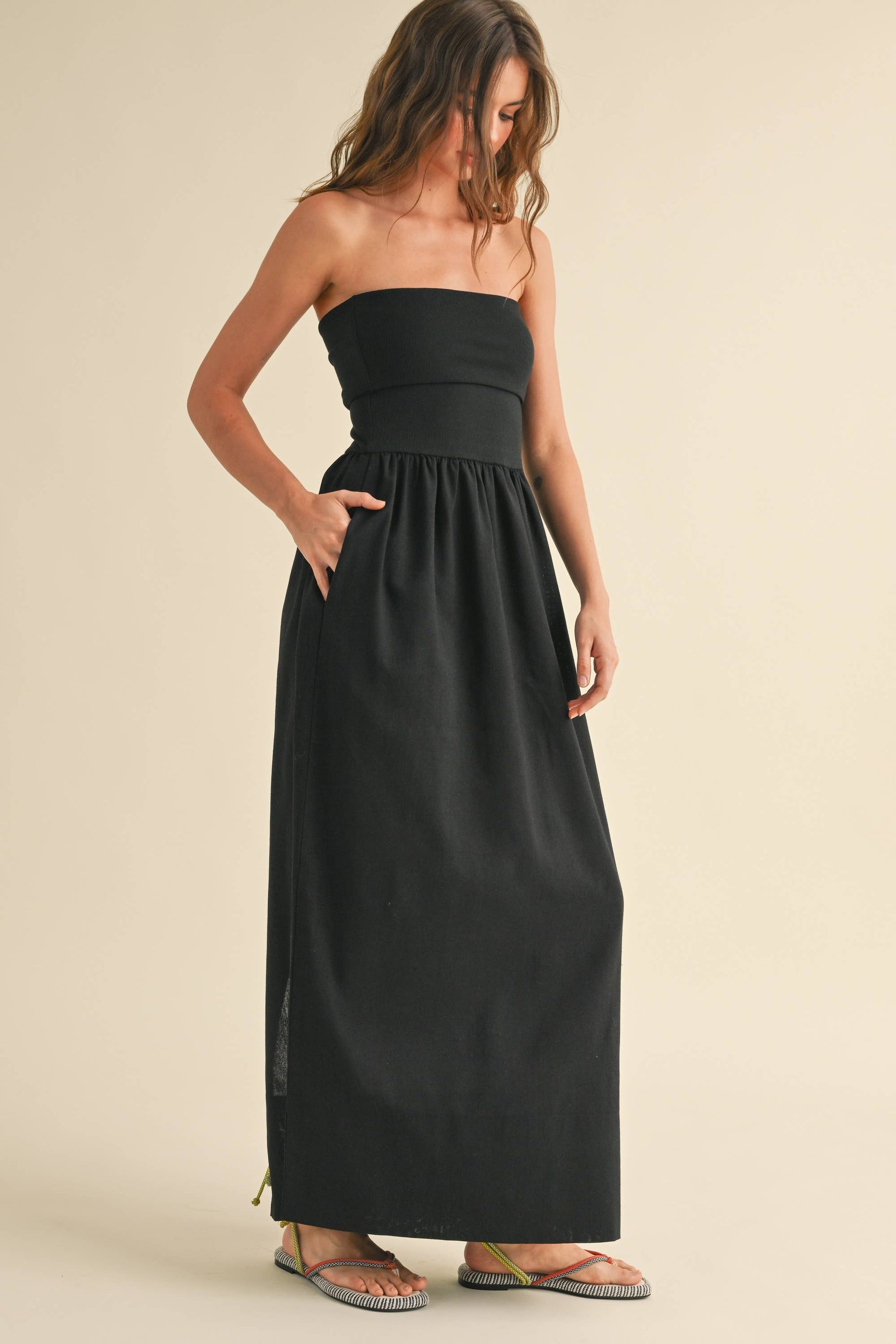 Linen Strapless Dress
