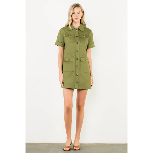 Olive Collared Dress