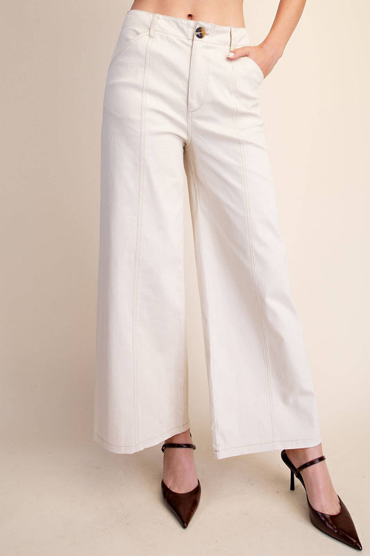 Ecru Wide Leg Pants