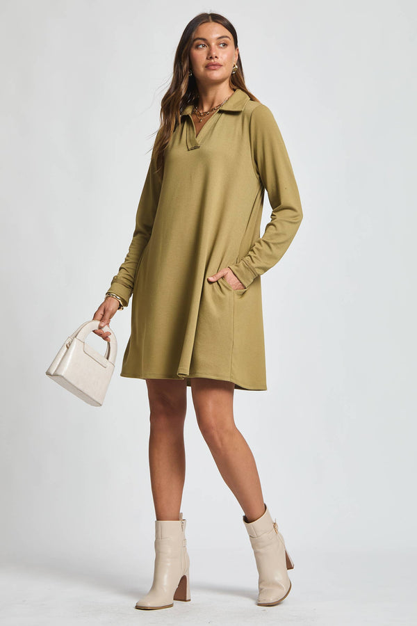 French Terry Olive Dress