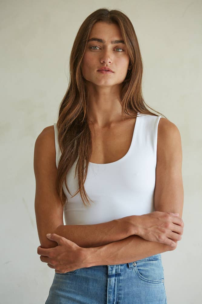 Double Layered Seamless Top - White