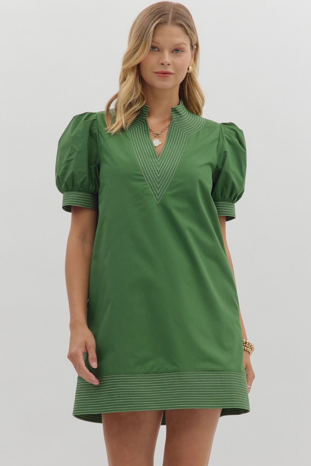 Flora Forest Green Mini Dress