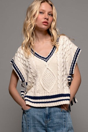 Harber Cable Knit Collegiate Vest