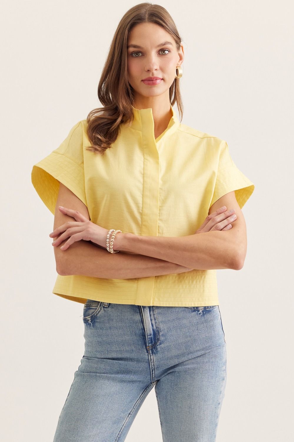 Placket Front Yellow Top