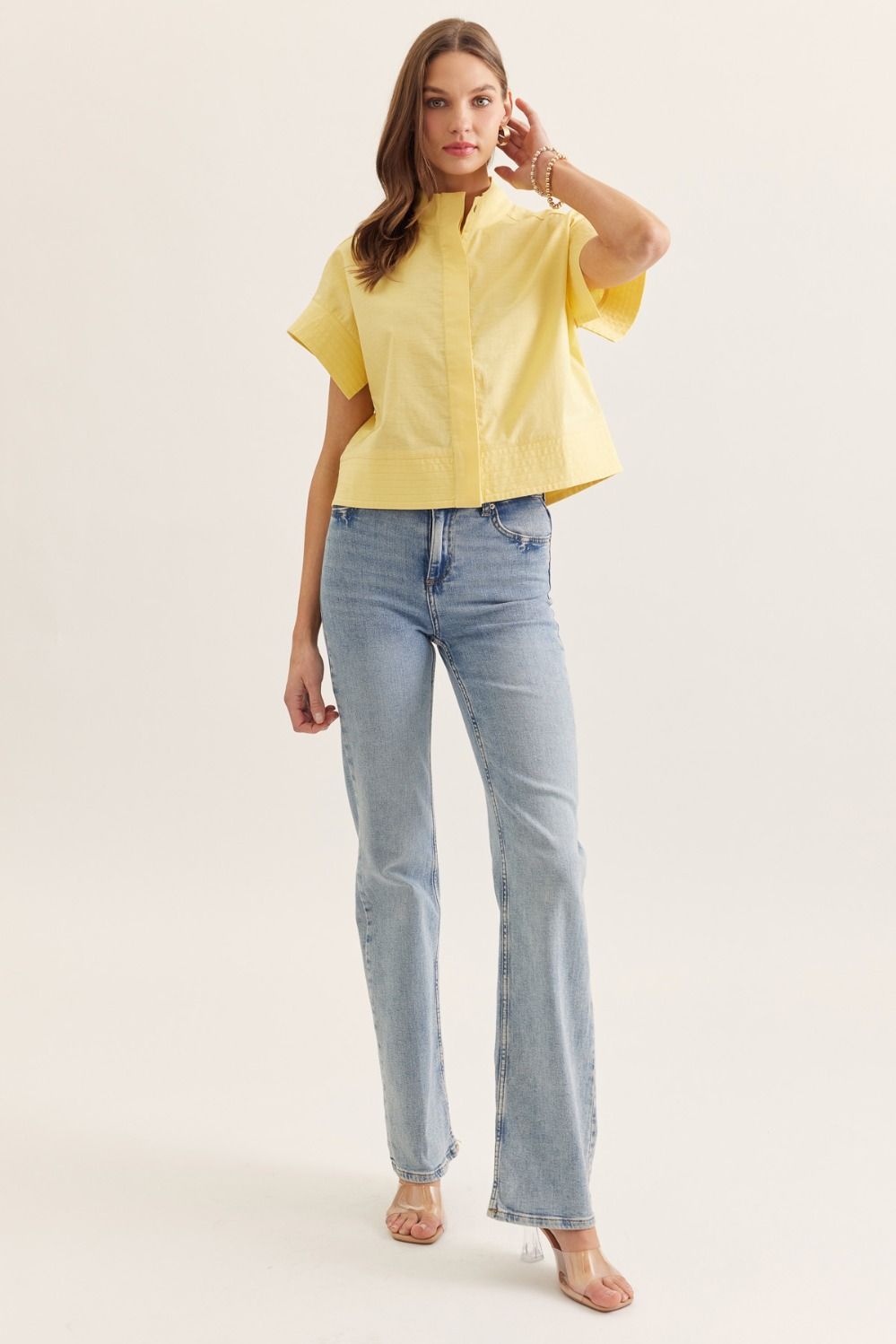 Placket Front Yellow Top